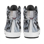 Watercolor White Bengal Tiger Print High Top Leather Sneakers