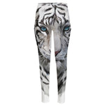 Watercolor White Bengal Tiger Print High-Waisted Pocket Leggings