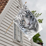 Watercolor White Bengal Tiger Print House Flag