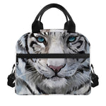 Watercolor White Bengal Tiger Print Insulated Lunch Bag