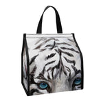 Watercolor White Bengal Tiger Print Insulated Lunch Tote