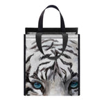 Watercolor White Bengal Tiger Print Insulated Lunch Tote