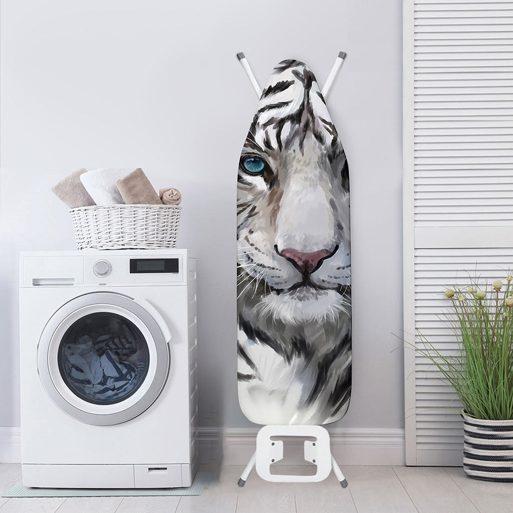 Watercolor White Bengal Tiger Print Ironing Board Cover