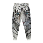 Watercolor White Bengal Tiger Print Jogger Pants