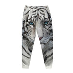 Watercolor White Bengal Tiger Print Jogger Pants