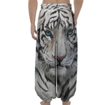 Watercolor White Bengal Tiger Print Lantern Pants