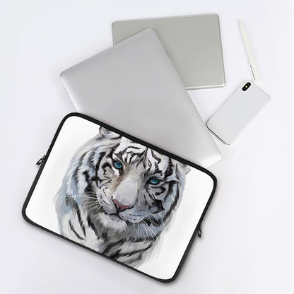 Watercolor White Bengal Tiger Print Laptop Sleeve