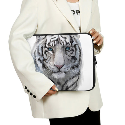 Watercolor White Bengal Tiger Print Laptop Sleeve