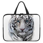 Watercolor White Bengal Tiger Print Laptop Sleeve With Handle