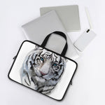 Watercolor White Bengal Tiger Print Laptop Sleeve With Handle