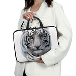 Watercolor White Bengal Tiger Print Laptop Sleeve With Handle