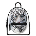 Watercolor White Bengal Tiger Print Leather Backpack