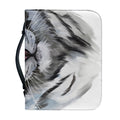 Watercolor White Bengal Tiger Print Leather Bible Cover
