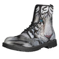 Watercolor White Bengal Tiger Print Lace-Up Boots