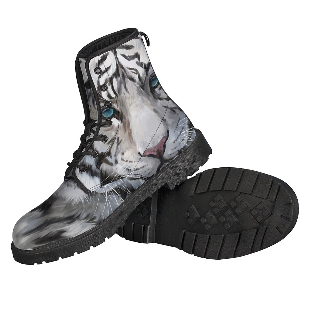 Watercolor White Bengal Tiger Print Backpack