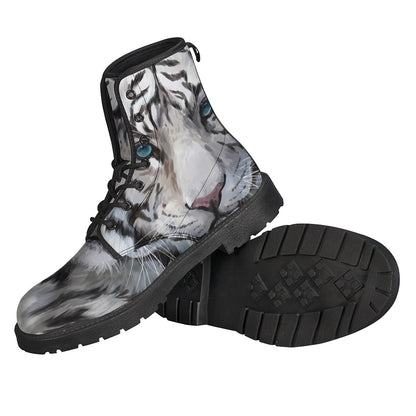 Watercolor White Bengal Tiger Print Backpack