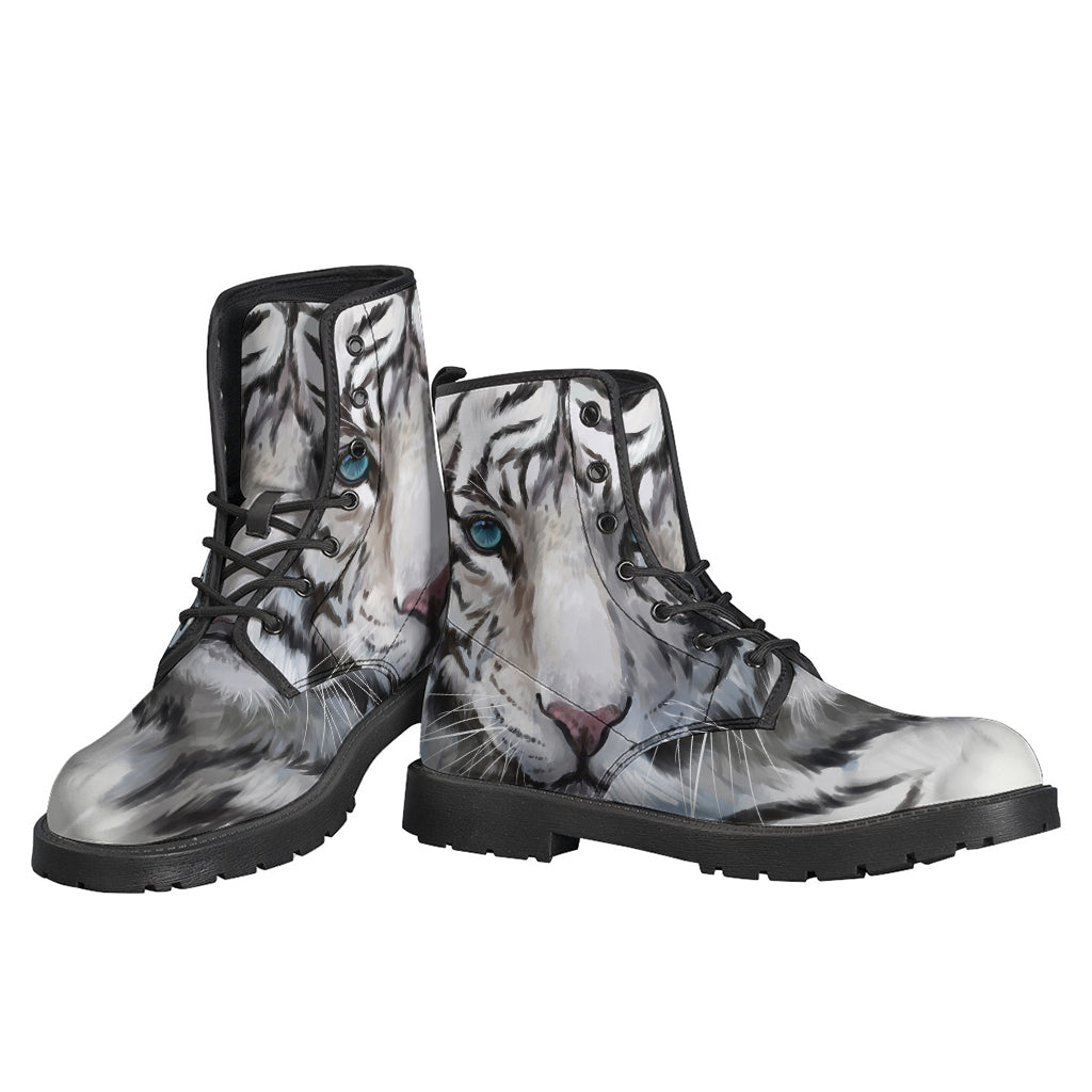 Watercolor White Bengal Tiger Print Backpack