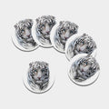Watercolor White Bengal Tiger Print Leather Coaster Set