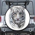 Watercolor White Bengal Tiger Print Leather Spare Tire Cover