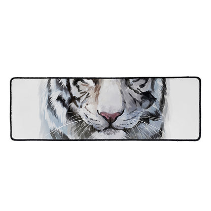 Watercolor White Bengal Tiger Print Long Kitchen Mat
