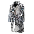 Watercolor White Bengal Tiger Print Men's Bathrobe