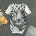 Watercolor White Bengal Tiger Print Men's Bodysuit