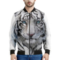 Watercolor White Bengal Tiger Print Men's Bomber Jacket