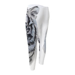 Watercolor White Bengal Tiger Print Men's Compression Pants