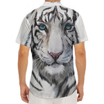 Watercolor White Bengal Tiger Print Men's Deep V-Neck Shirt