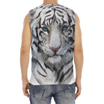 Watercolor White Bengal Tiger Print Men's Fitness Tank Top