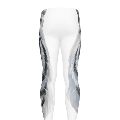 Watercolor White Bengal Tiger Print Men's leggings