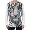 Watercolor White Bengal Tiger Print Men's Long Sleeve T-Shirt