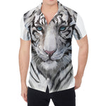 Watercolor White Bengal Tiger Print Men's Shirt