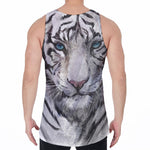 Watercolor White Bengal Tiger Print Men's Velvet Tank Top