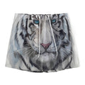 Watercolor White Bengal Tiger Print Mesh Shorts