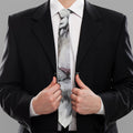 Watercolor White Bengal Tiger Print Necktie