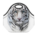 Watercolor White Bengal Tiger Print Neoprene Lunch Bag