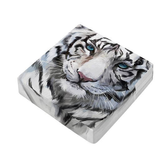 Watercolor White Bengal Tiger Print Outdoor Seat Cushion Cover