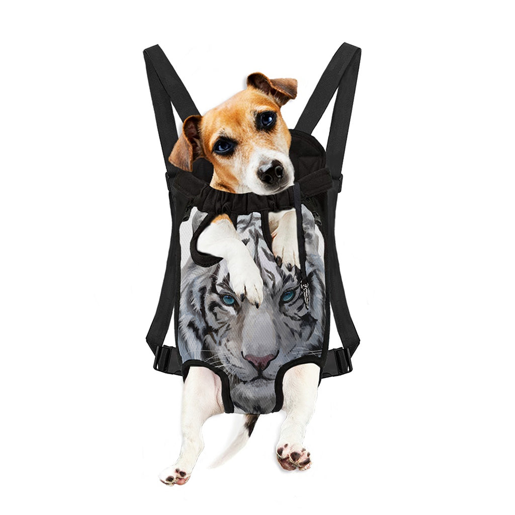 Watercolor White Bengal Tiger Print Pet Carrier Backpack