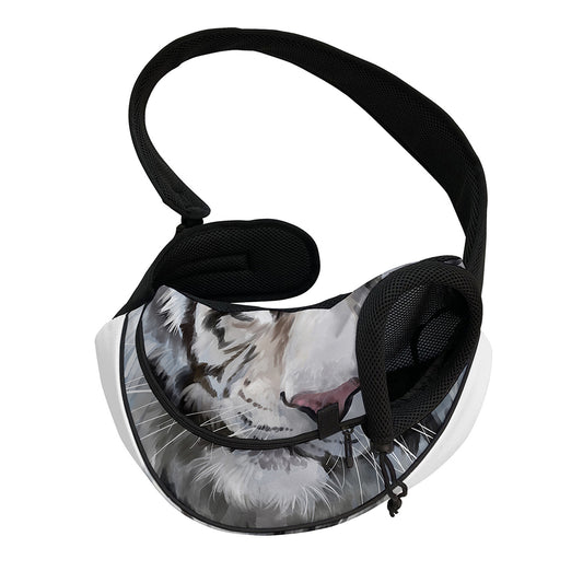 Watercolor White Bengal Tiger Print Pet Sling Carrier