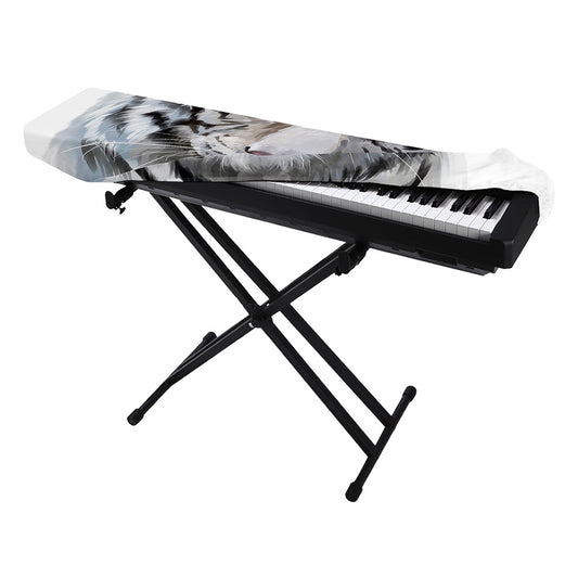 Watercolor White Bengal Tiger Print Piano Keyboard Cover