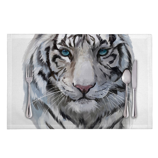 Watercolor White Bengal Tiger Print Placemat