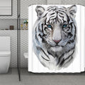 Watercolor White Bengal Tiger Print Polyester Shower Curtain