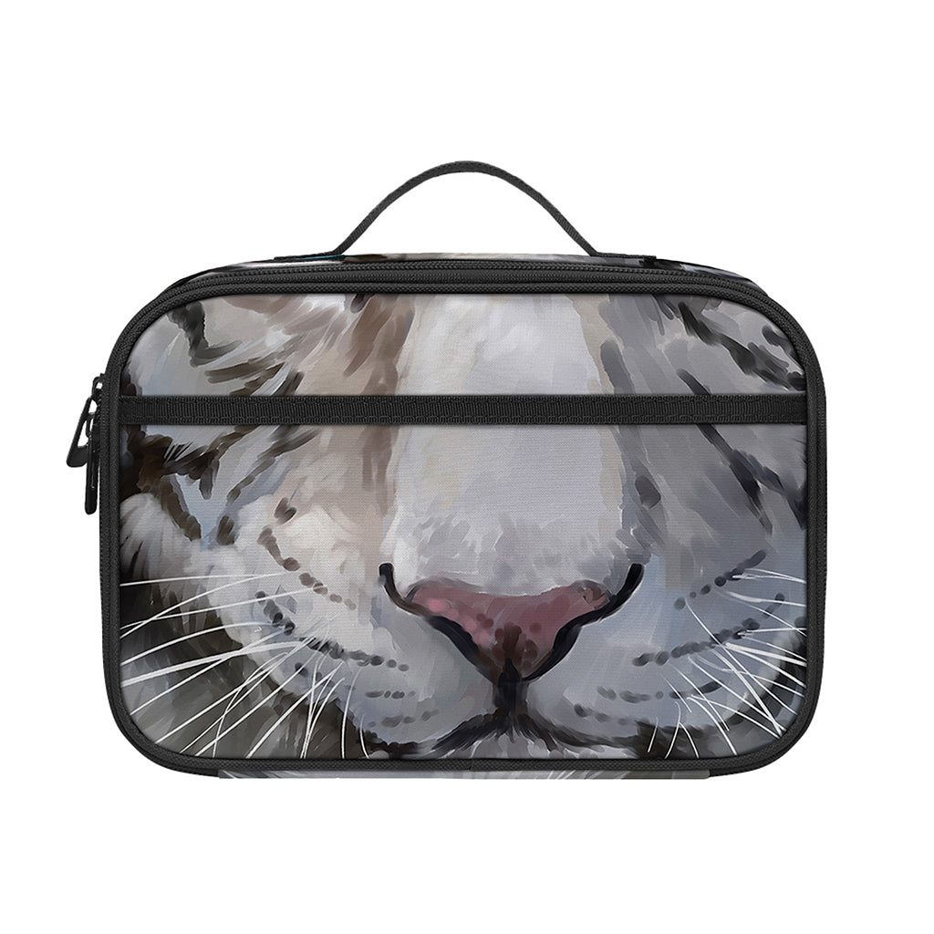 Watercolor White Bengal Tiger Print Portable Lunch Bag
