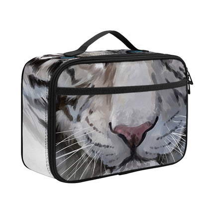 Watercolor White Bengal Tiger Print Portable Lunch Bag