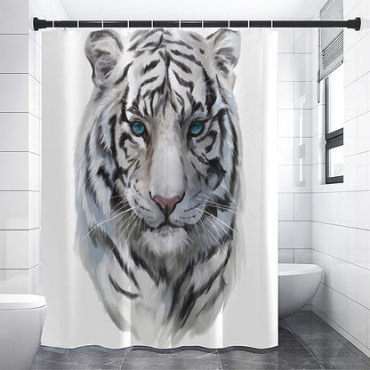 Watercolor White Bengal Tiger Print Premium Shower Curtain