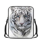 Watercolor White Bengal Tiger Print Rectangular Crossbody Bag