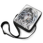 Watercolor White Bengal Tiger Print Rectangular Crossbody Bag