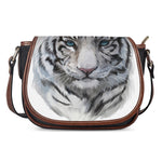 Watercolor White Bengal Tiger Print Saddle Bag