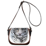 Watercolor White Bengal Tiger Print Saddle Bag